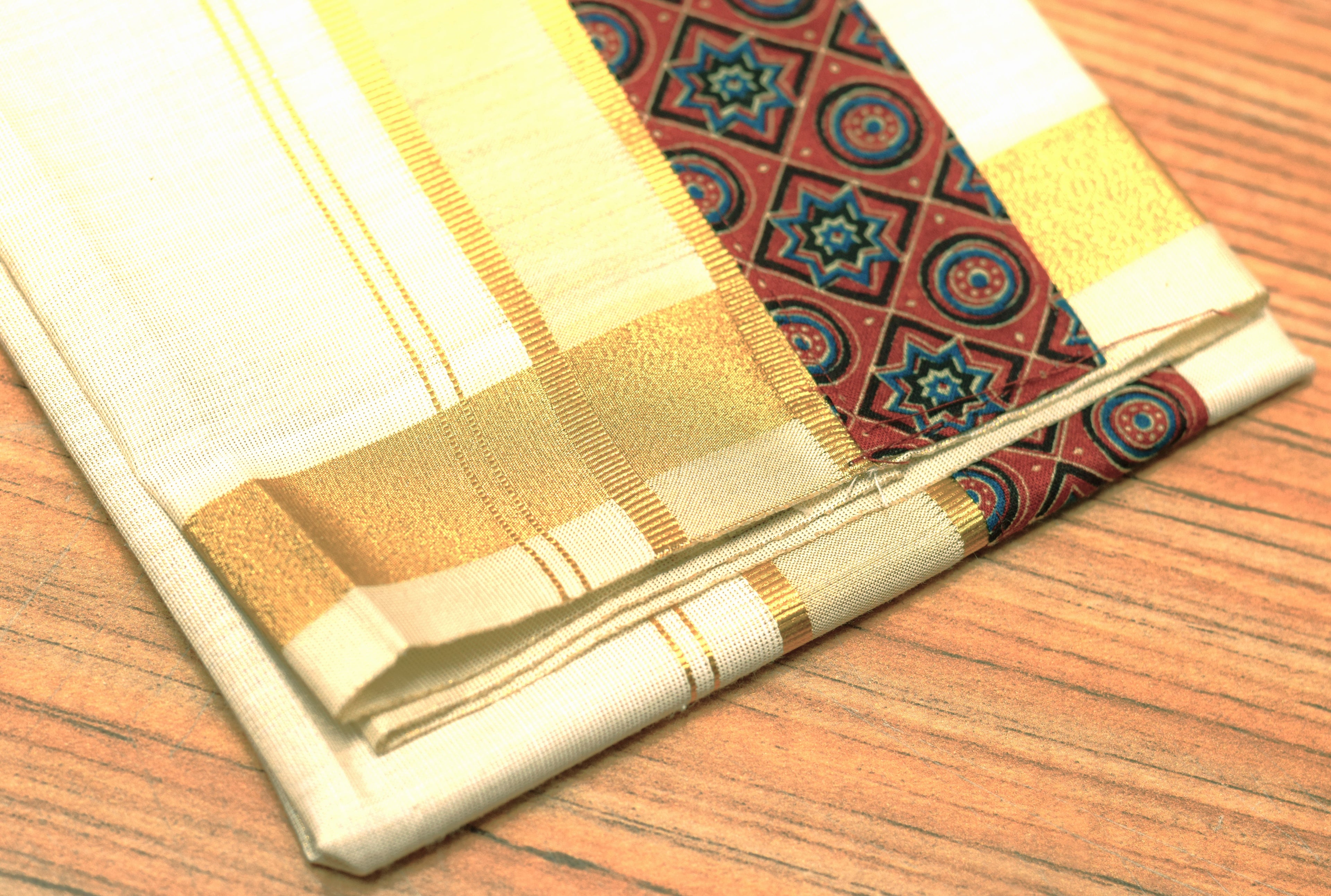 Kids Onam Shirt & Kasavu Dhoti Combo Set | Traditional Kerala Festive Wear | Maroon Printed Shirt with White Kasavu Mundu