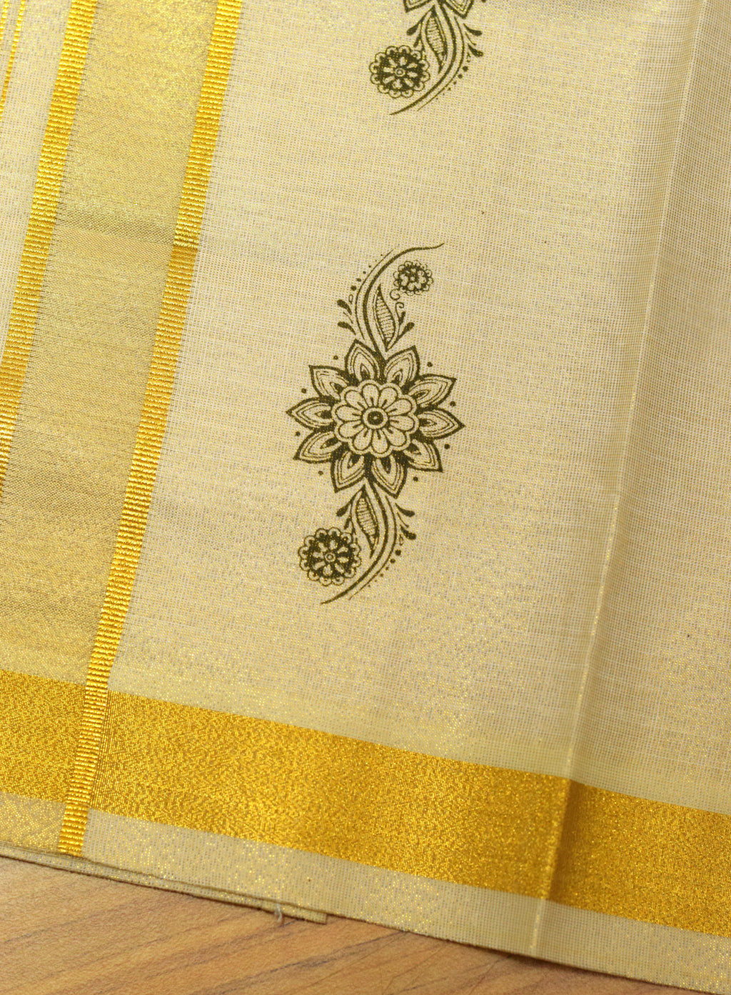 Kids Onam Dark Green Shirt & Traditional Kasavu Dhoti Combo Set | Festive Ethnic Wear for Boys