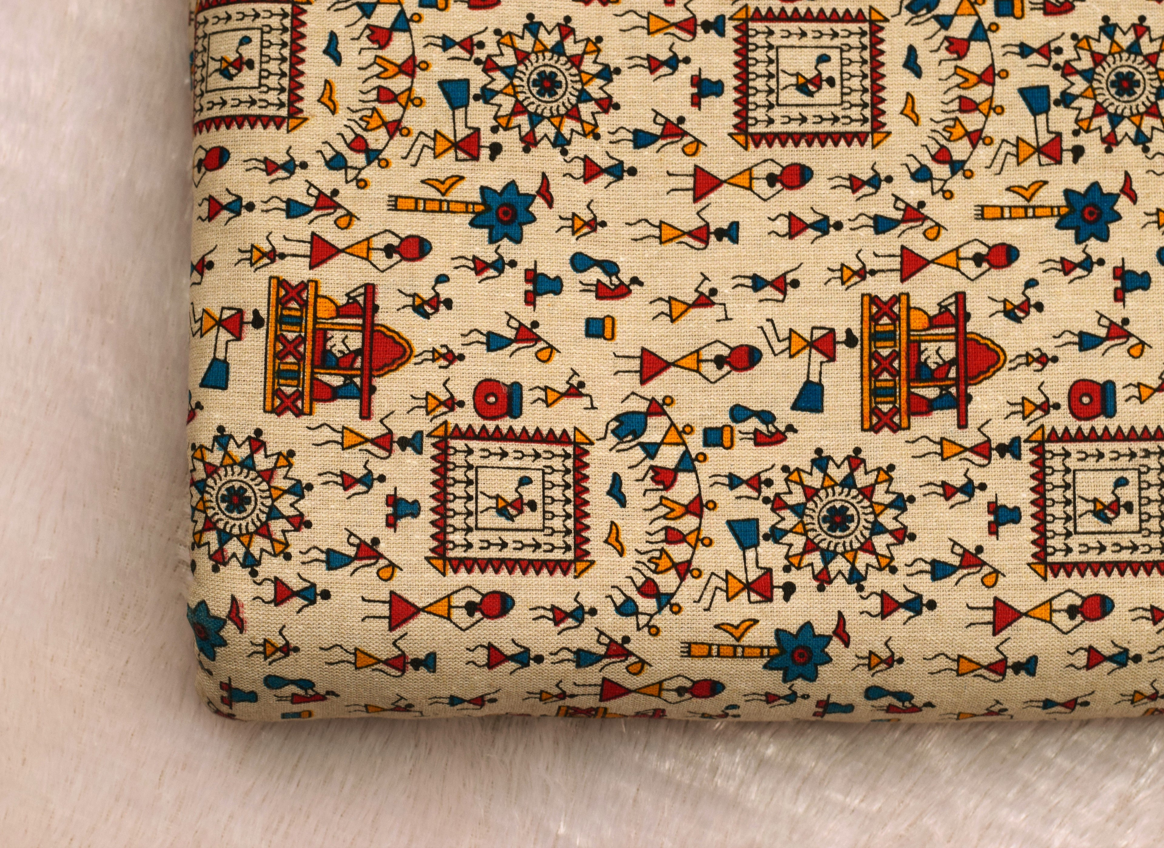 Multicolor Traditional Print Cotton Dress Material – 44 Inch Width, 2.5 Meter Top Fabric
