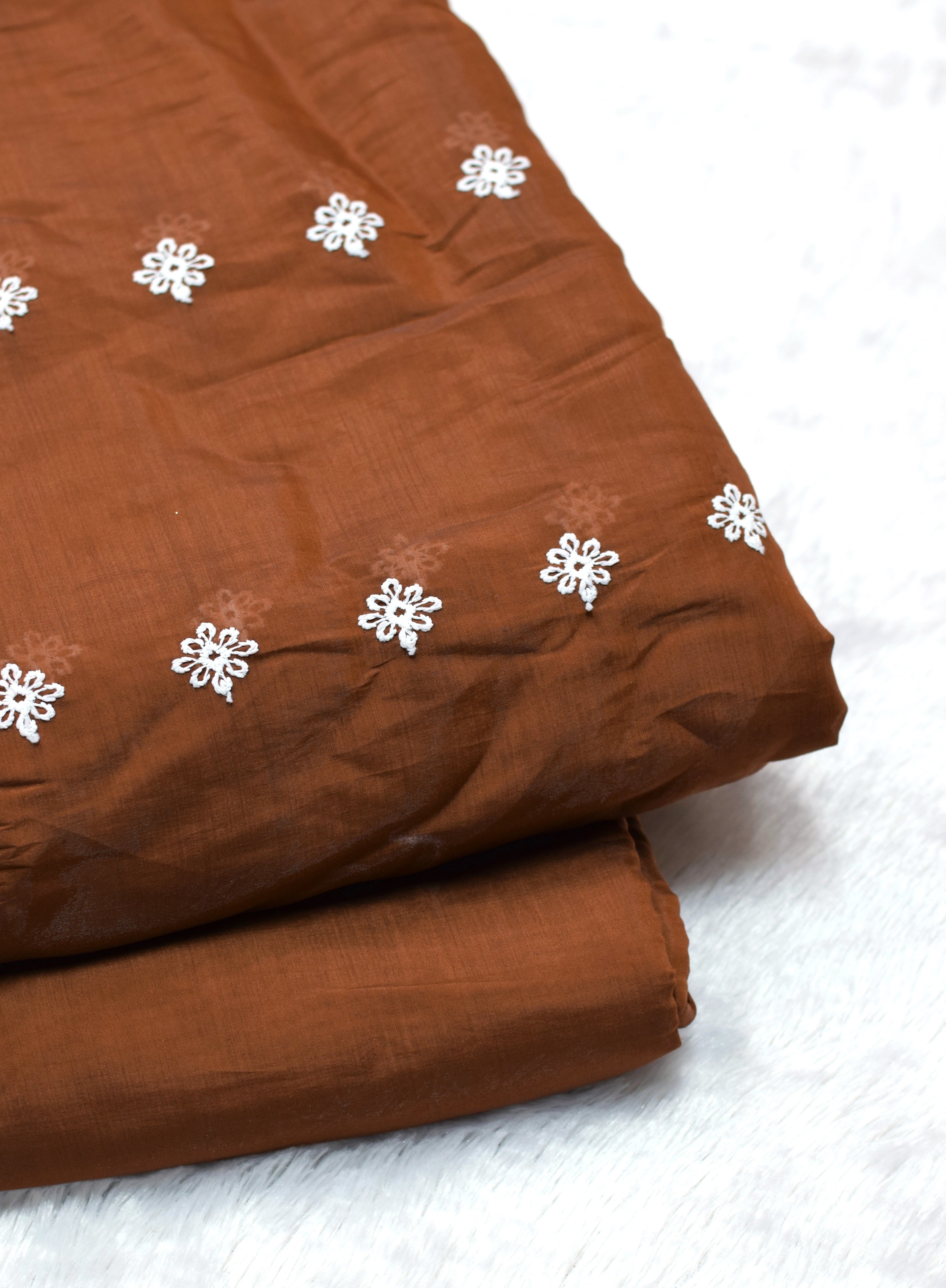 Mul Chanderi Dress Material Set – Elegant Printed Top & Bottom Fabric