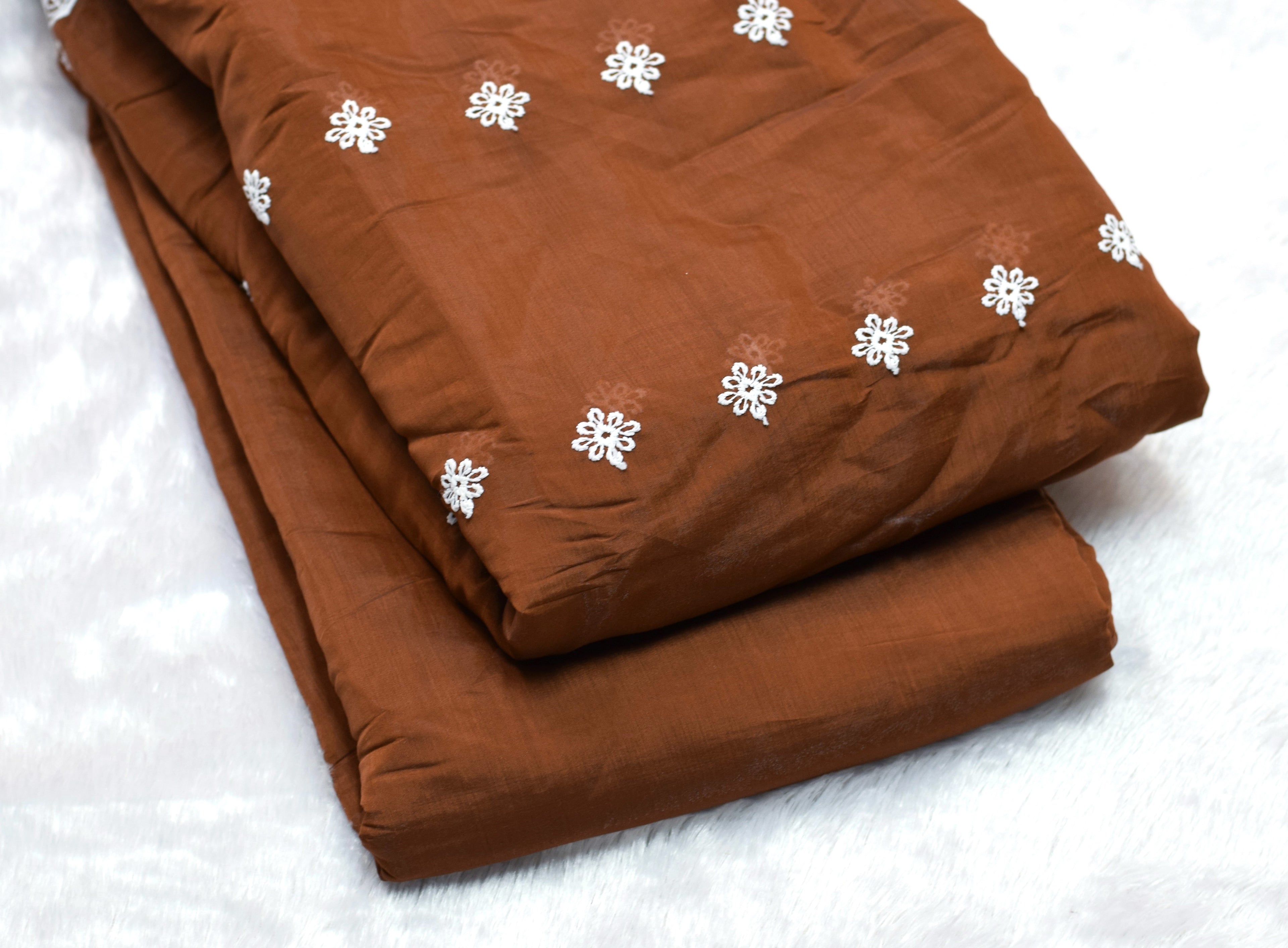 Mul Chanderi Dress Material Set – Elegant Printed Top & Bottom Fabric