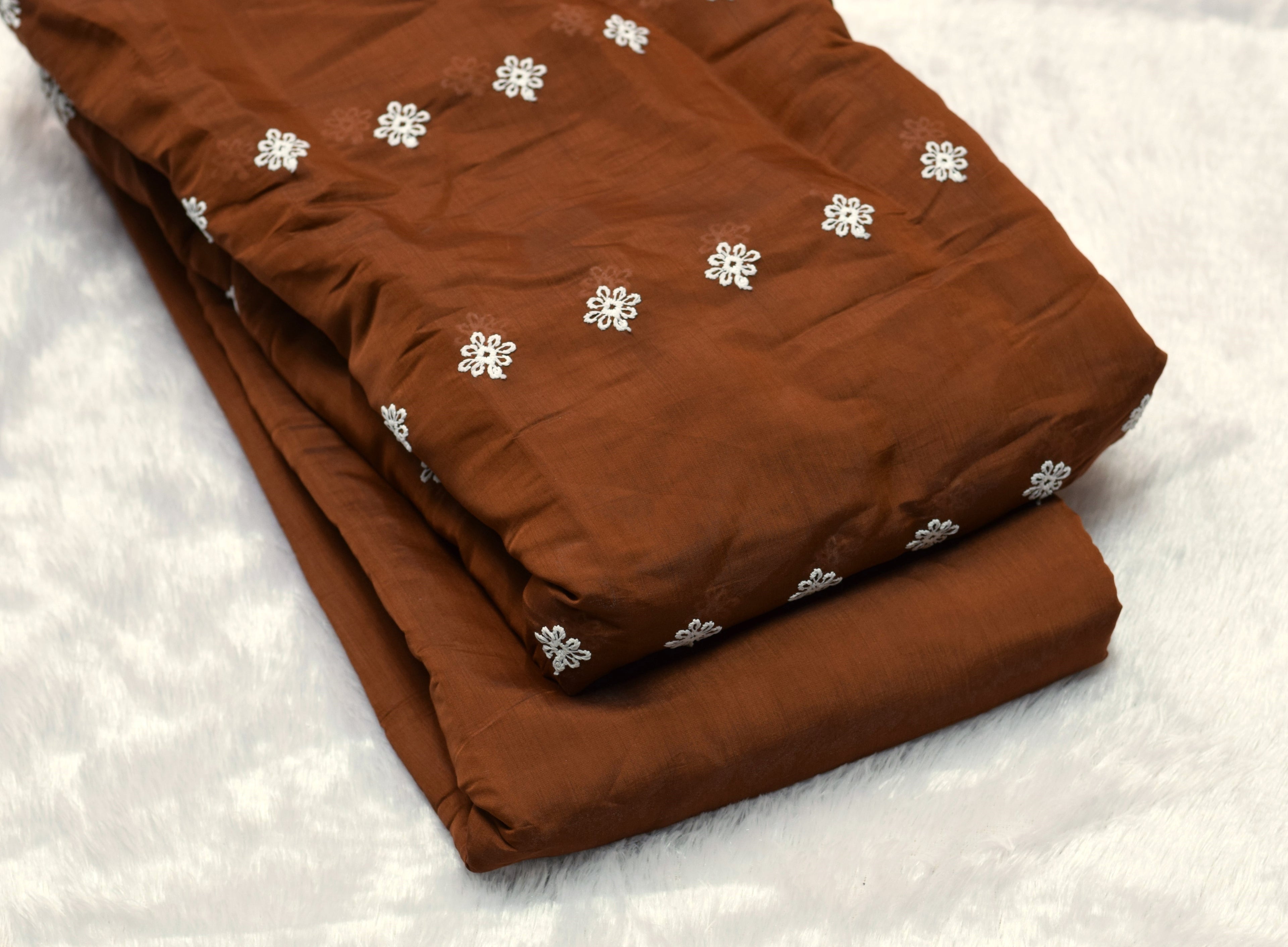 Mul Chanderi Dress Material Set – Elegant Printed Top & Bottom Fabric