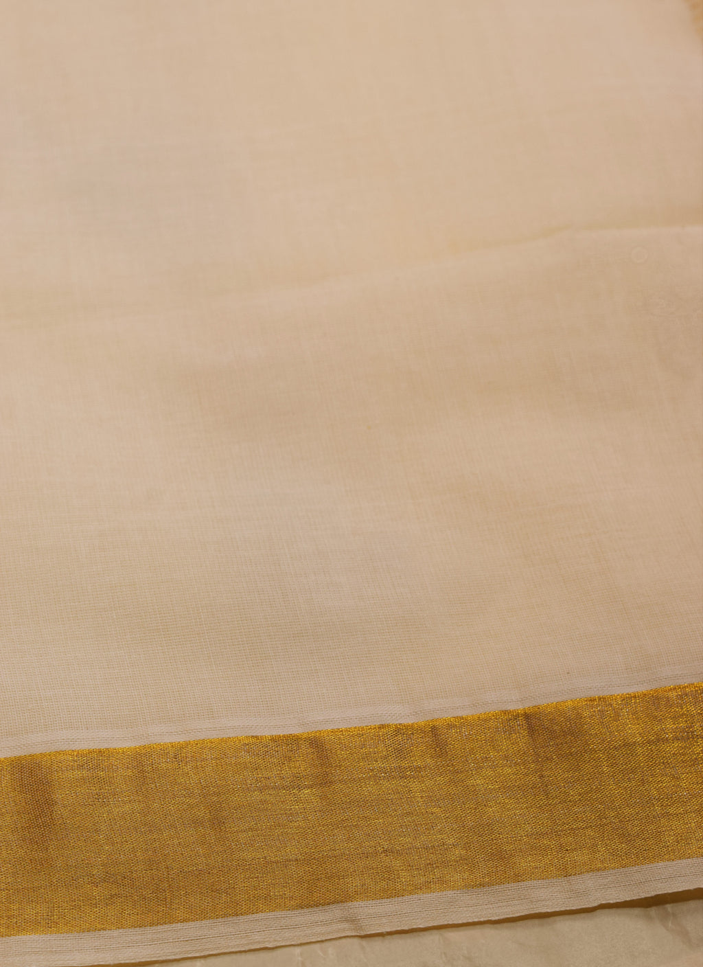 Kerala Cotton Saree with Gold & Maroon Kasavu Border and Designer Pallu – Blouse Included