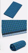 Premium Blue & Green Checkered Cotton Kaili / Lungi (2.10 Meters)
