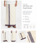 Premium Off-White Cotton Double Mundu with Charcoal Blue Border