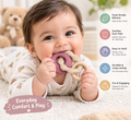 Silicone & Natural Wood Whale Teether Ring Set – Soothing Teething Toy for Babies