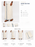 Premium Off-White Cotton Double Mundu with Teal Blue
