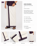 Premium Cream Kodi Cotton Double Mundu - Deep Wine Border