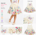 Elegant Butterfly & Floral Semi-Linen Kids' Frock