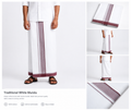 Premium Pure Cotton Double Mundu with Maroon Striped Border