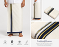 Premium Cotton Double Codi Mundu – Charcoal Blue & Gold Border