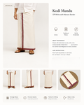 Traditional Off-White Cotton Double Mundu with Maroon Border (Kodi Mundu