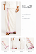 Elegant Off-White Cotton Double Kodi Mundu with Pink & Gold Border