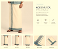 Off-White Cotton Double Mundu with Teal & Maroon Border