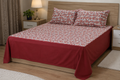 Premium Floral King Size Cotton Bedspread (100"x110") with Matching Pillow Covers - Maroon & Cream