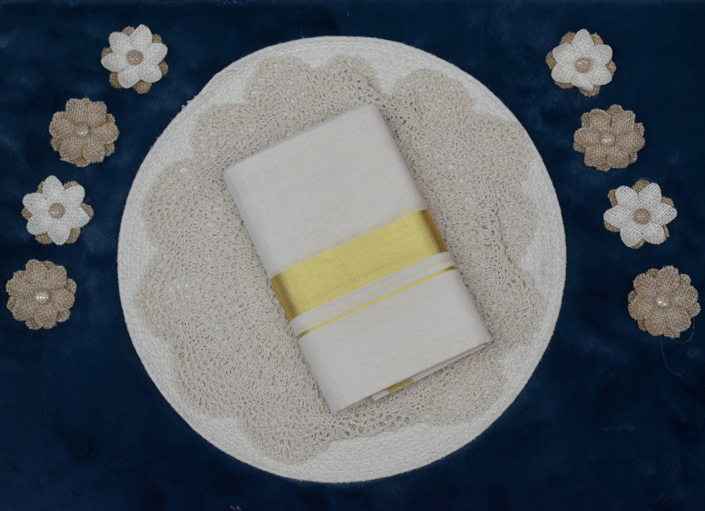 Traditional Kodi Cotton Dhoti with Golden Zari Border