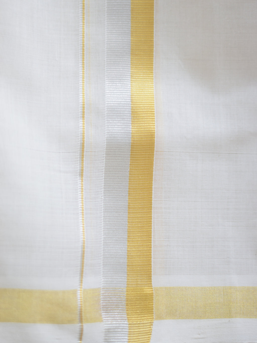 Men's Traditional White Cotton Dhoti with Gold Border – Elegant Ethnic Wear - View 3 - Cotton - Nushio