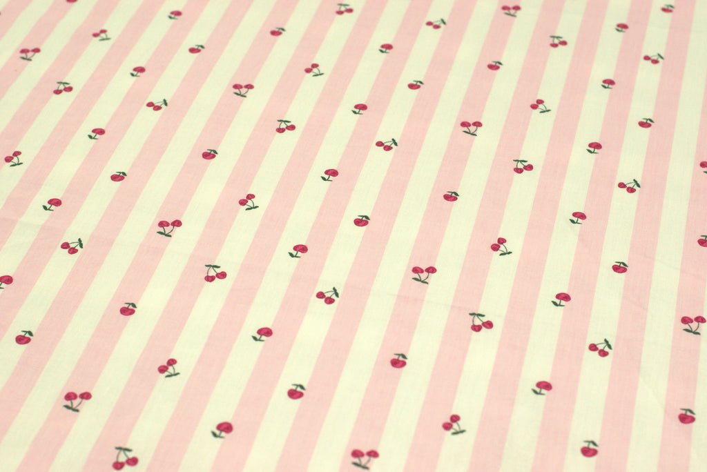 Cherry Stripe King Size Bedspread with Lace Detail – Soft Cotton Blend