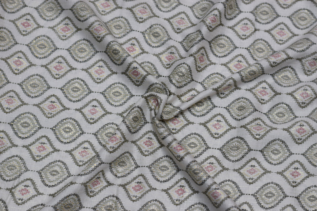 Printed Rayon Fabric – Elegant Geometric Motif | 44 Inch Width
