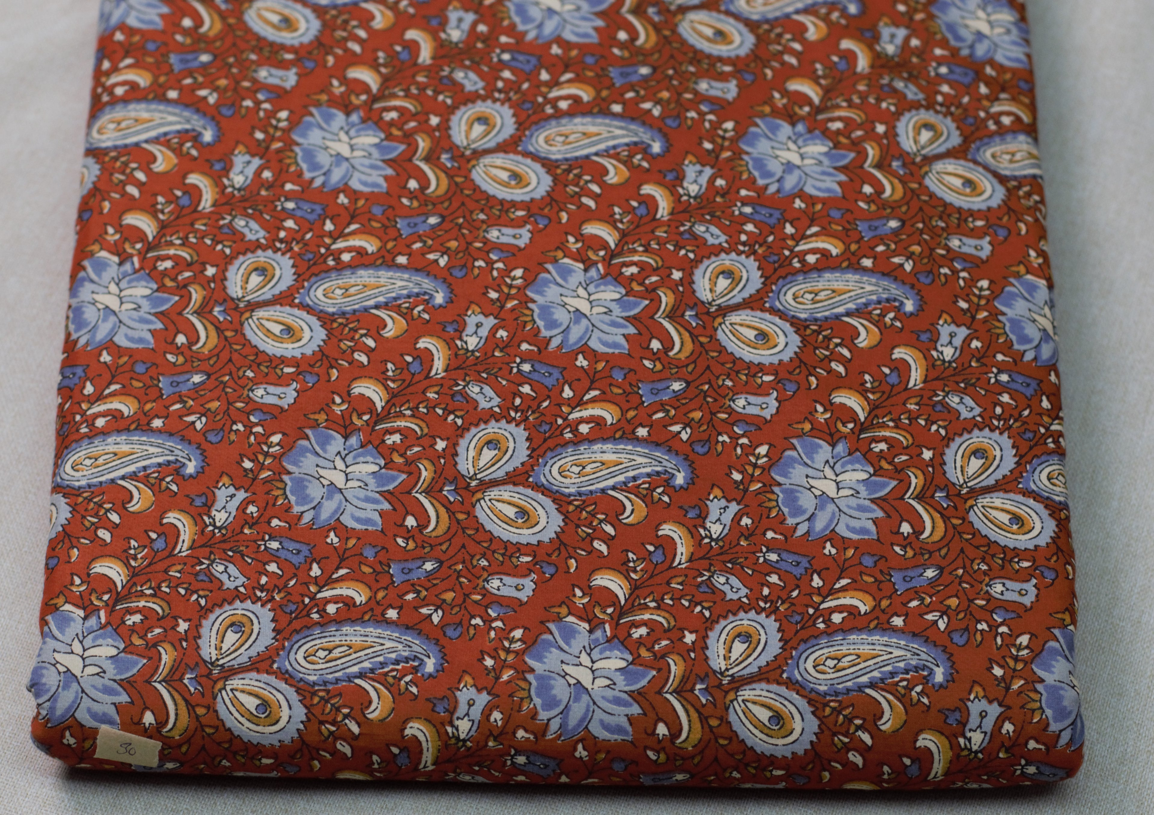 Soft Cotton Dress Material Top Fabric – Rust Red Paisley & Floral Print | 44" Width | 2.5 Meter