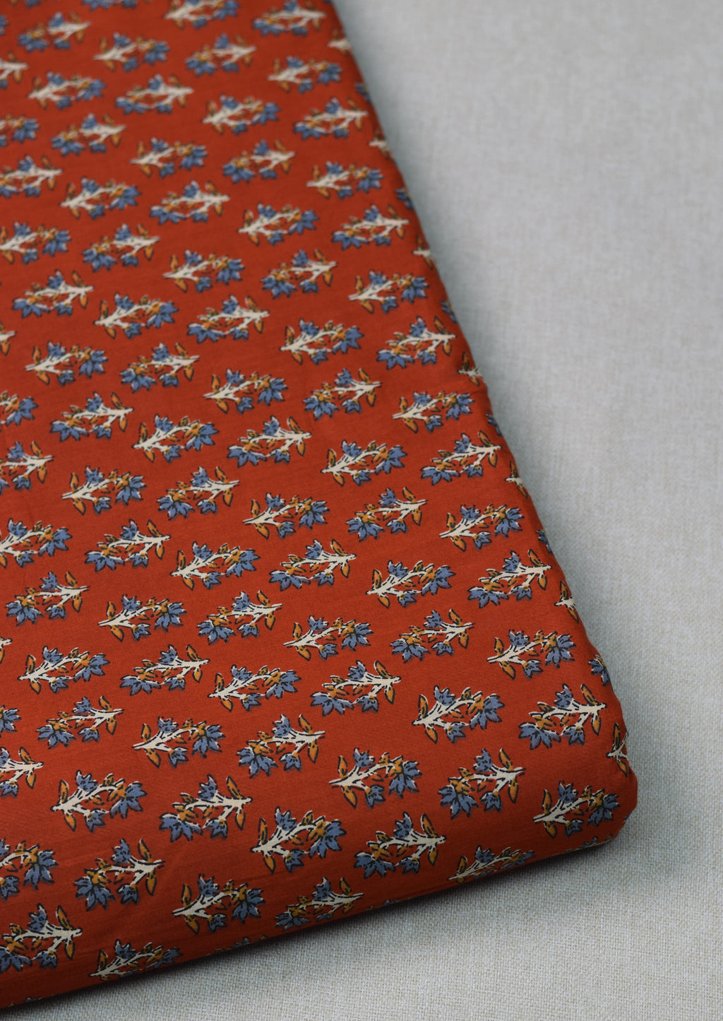 Soft Cotton Dress Material Top Fabric – Rust Red Floral Buta Print | 44" Width | 2.5 Meter