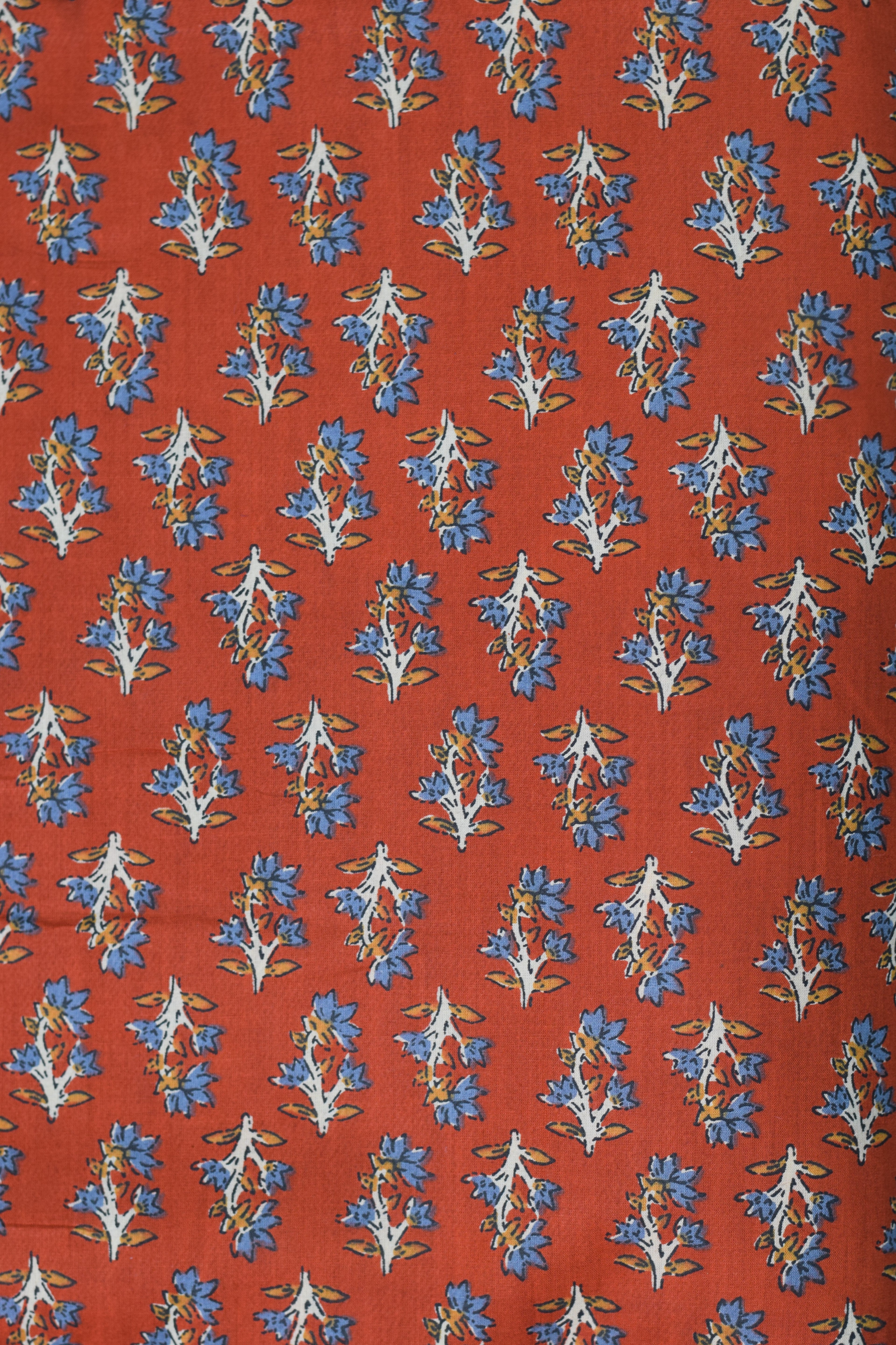 Soft Cotton Dress Material Top Fabric – Rust Red Floral Buta Print | 44" Width | 2.5 Meter