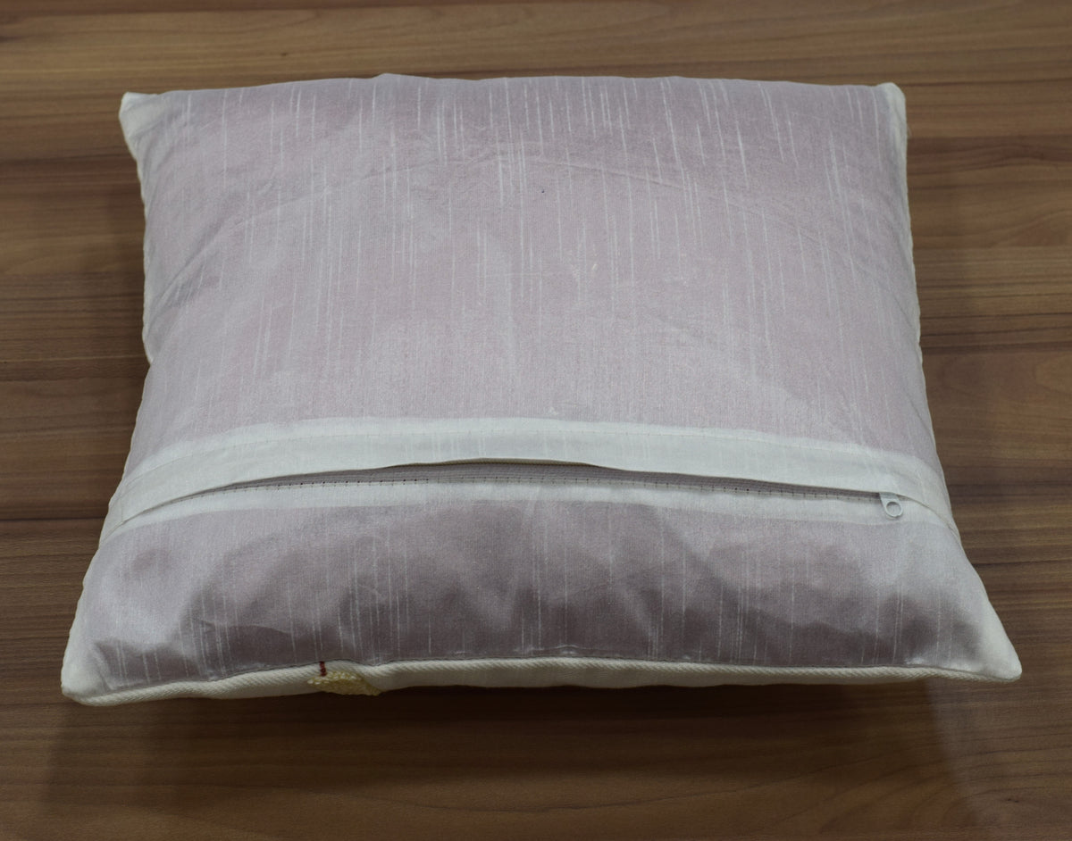 Elegant White Embroidered Cushion Covers with Leaf Design – Set of 5
