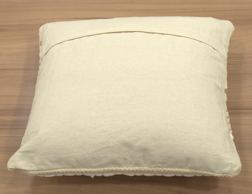 Beige Boho Textured Cushion Covers with Decorative Embroidery – Set of 5