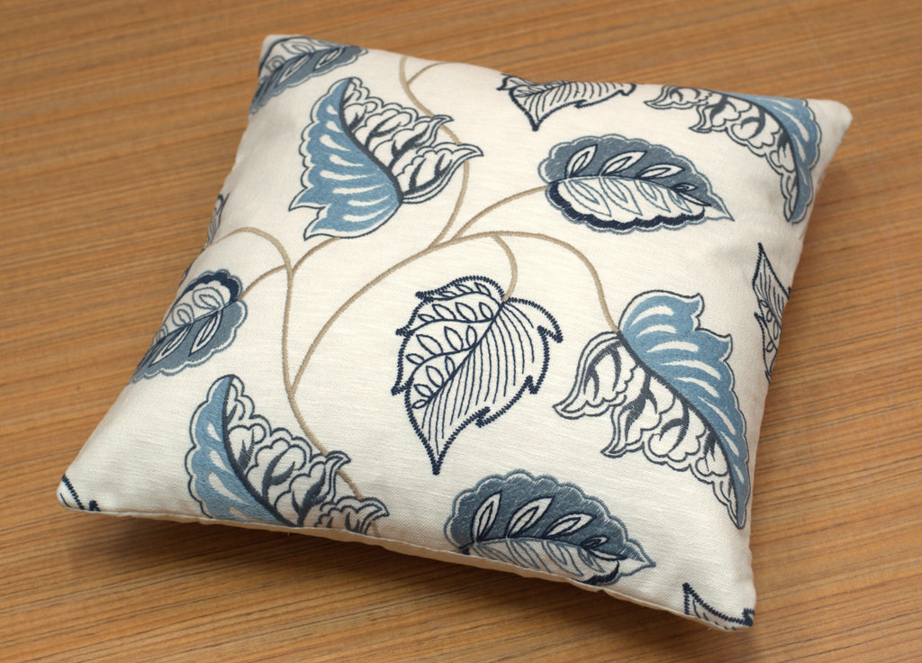 Elegant Blue Floral Leaf Print Cushion Covers – Set of 5