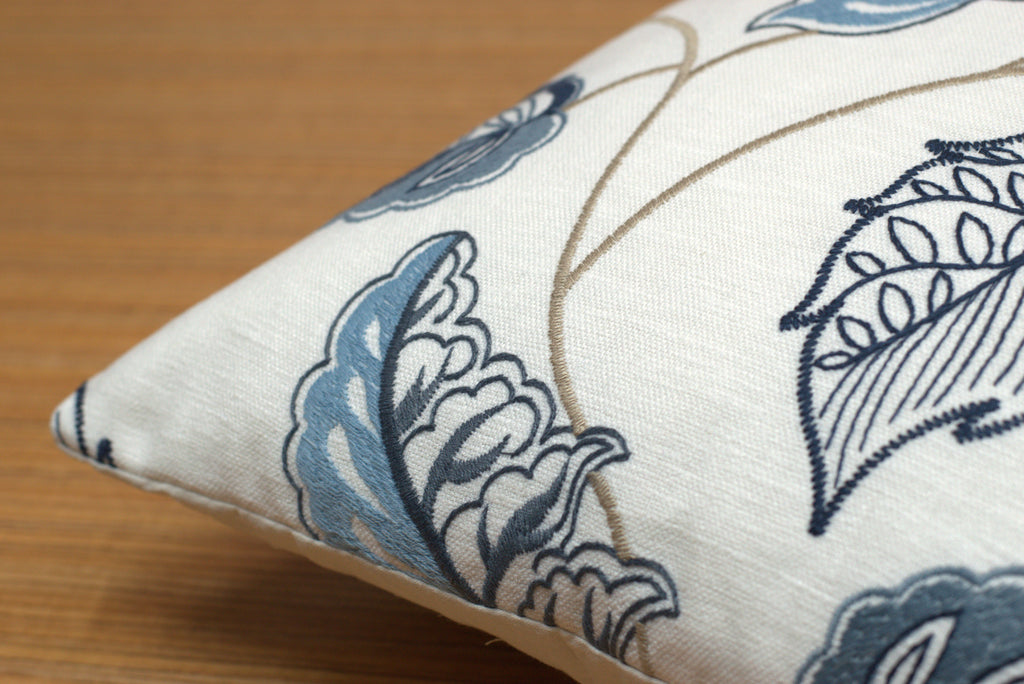 Elegant Blue Floral Leaf Print Cushion Covers – Set of 5