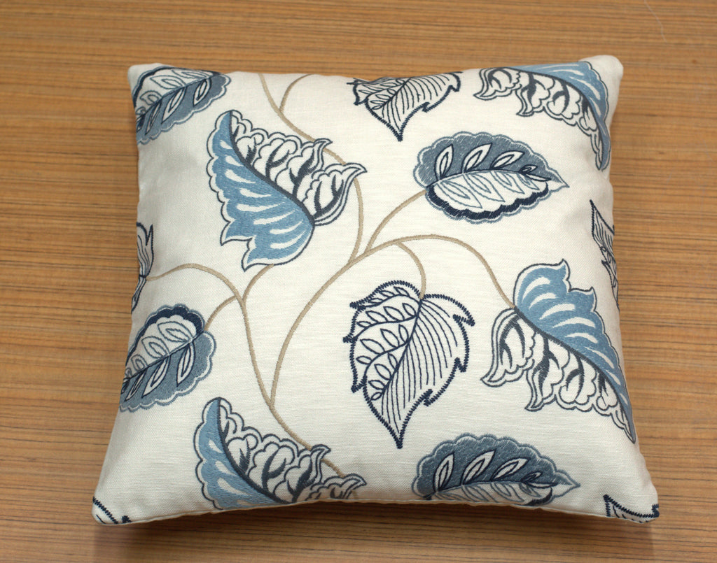 Elegant Blue Floral Leaf Print Cushion Covers – Set of 5