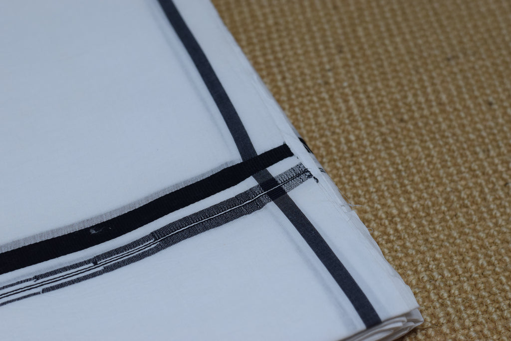 Premium Cotton Double Mundu with Black Border – Traditional Kerala Style