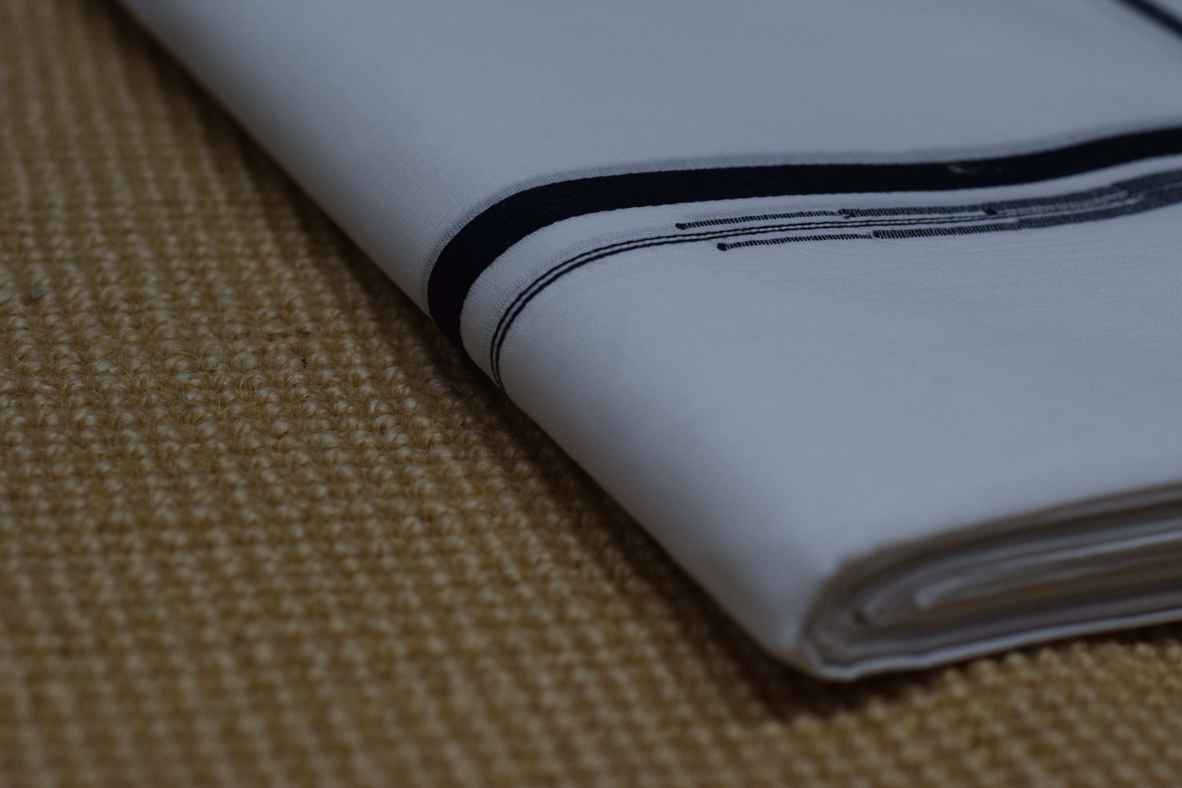 Premium Cotton Double Mundu with Black Border – Traditional Kerala Style