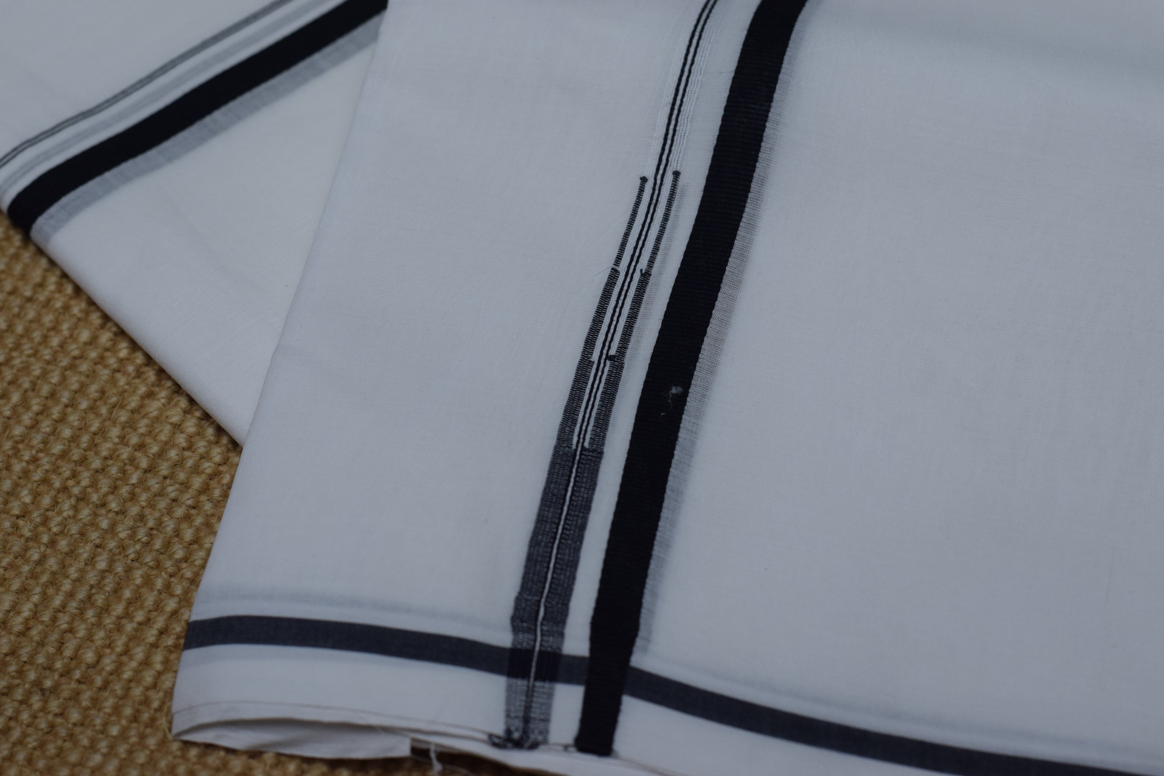 Premium Cotton Double Mundu with Black Border – Traditional Kerala Style