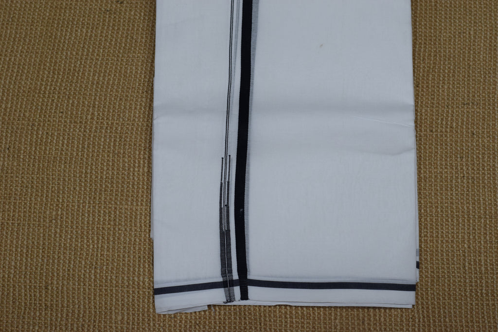Premium Cotton Double Mundu with Black Border – Traditional Kerala Style