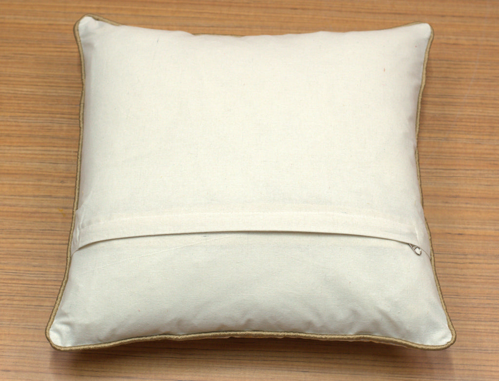 Elegant Floral Embroidered Cushion Covers in Cream and Gold – Set of 5
