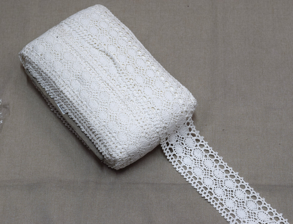 White Crochet Lace Trim – Decorative Lace Border for Sewing & Craft | 10M / 15M
