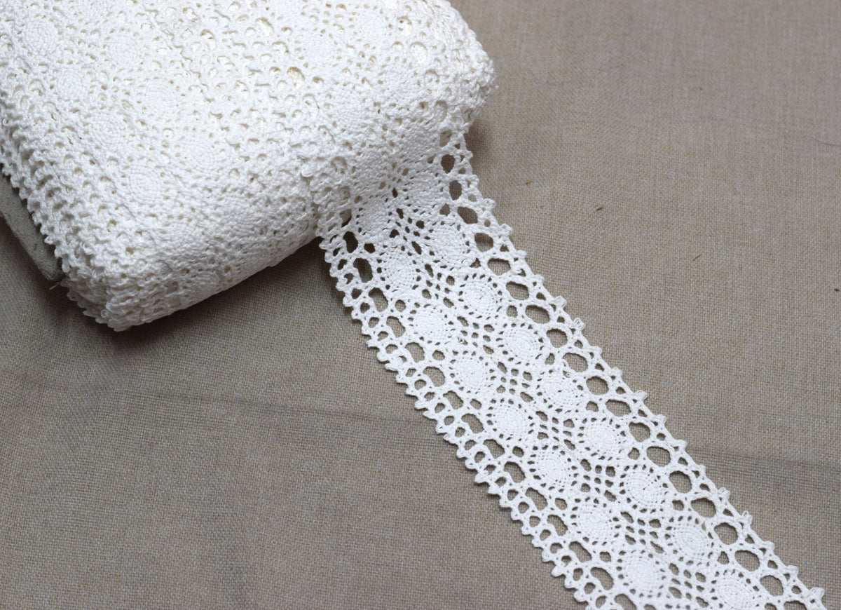 White Crochet Lace Trim – Decorative Lace Border for Sewing & Craft | 10M / 15M