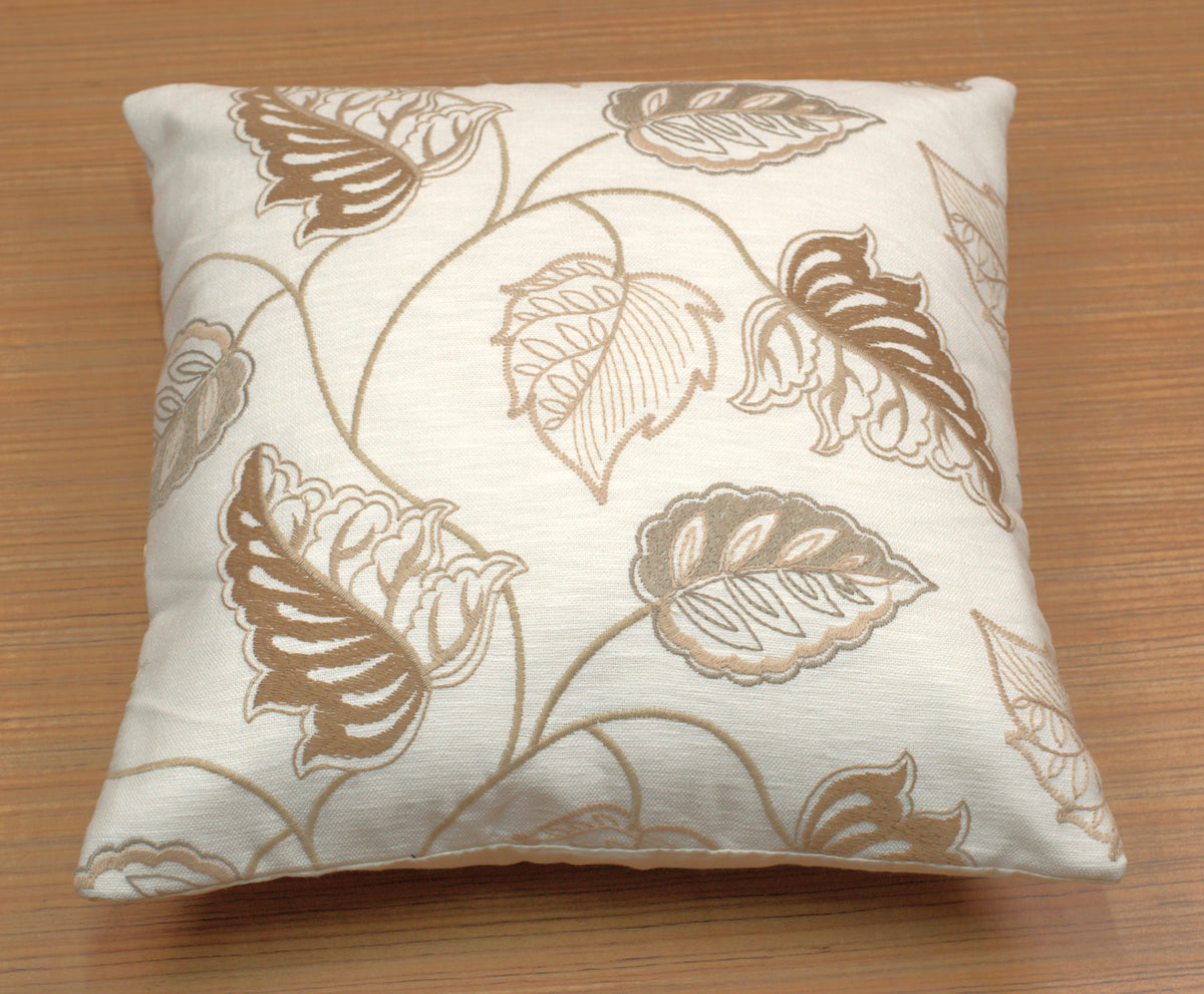 Elegant Beige and Brown Floral Leaf Cushion Covers – Set of 5