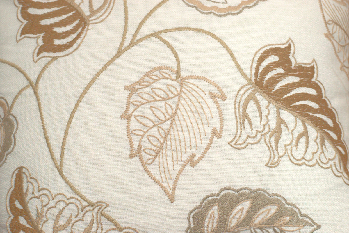 Elegant Beige and Brown Floral Leaf Cushion Covers – Set of 5