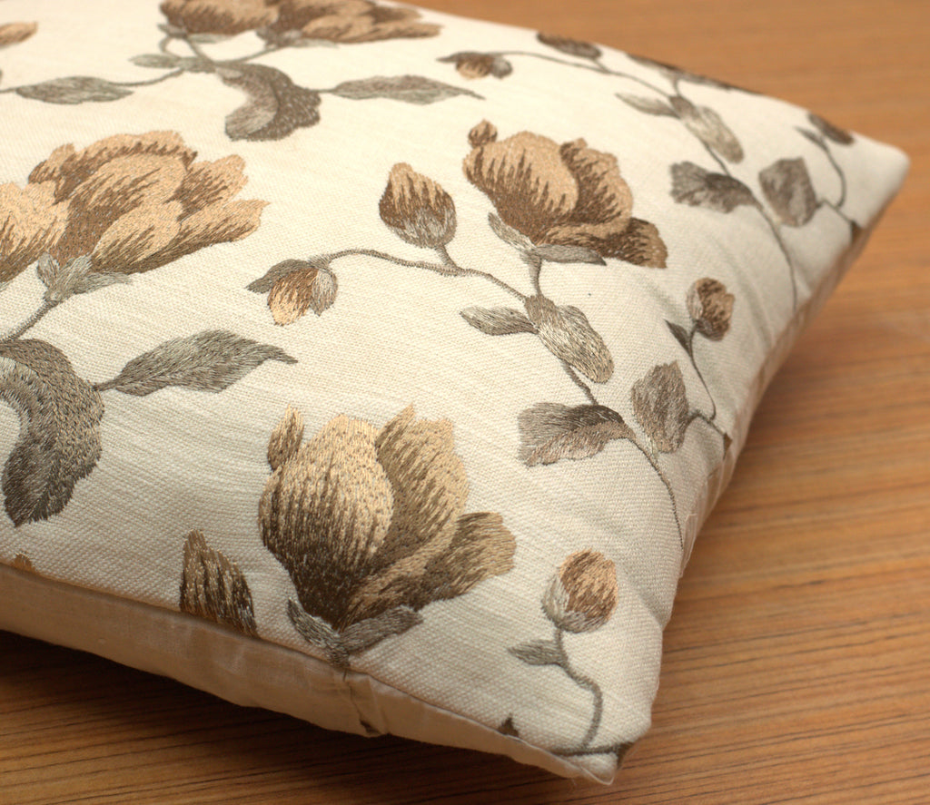 Elegant Brown Floral Cushion Covers with Botanical Print – Set of 5
