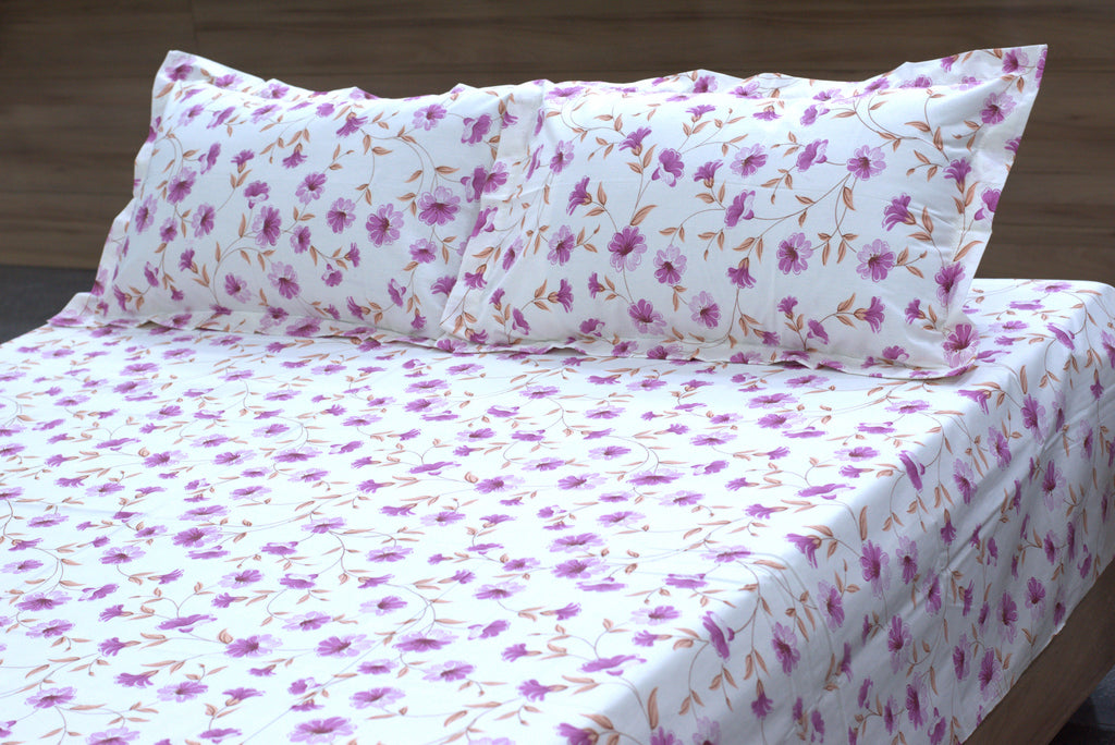 Queen Size Floral Printed Bedspread with 2 Pillow Covers – 90 x 100 Inches