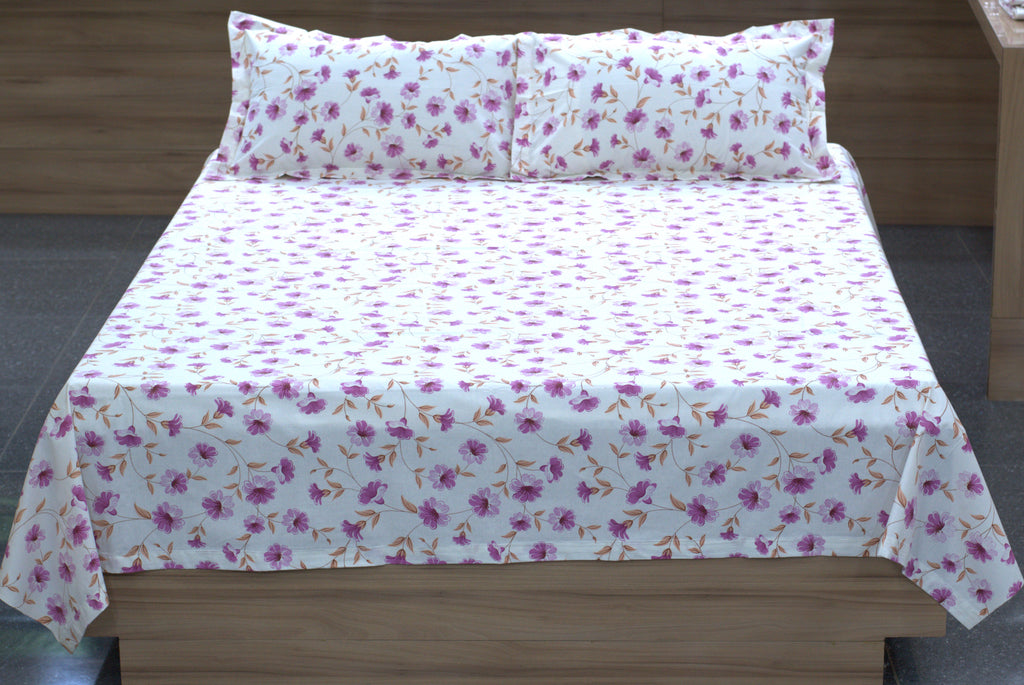 Queen Size Floral Printed Bedspread with 2 Pillow Covers – 90 x 100 Inches