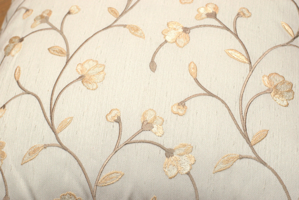 Elegant Cream Floral Embroidered Cushion Covers – Set of 5