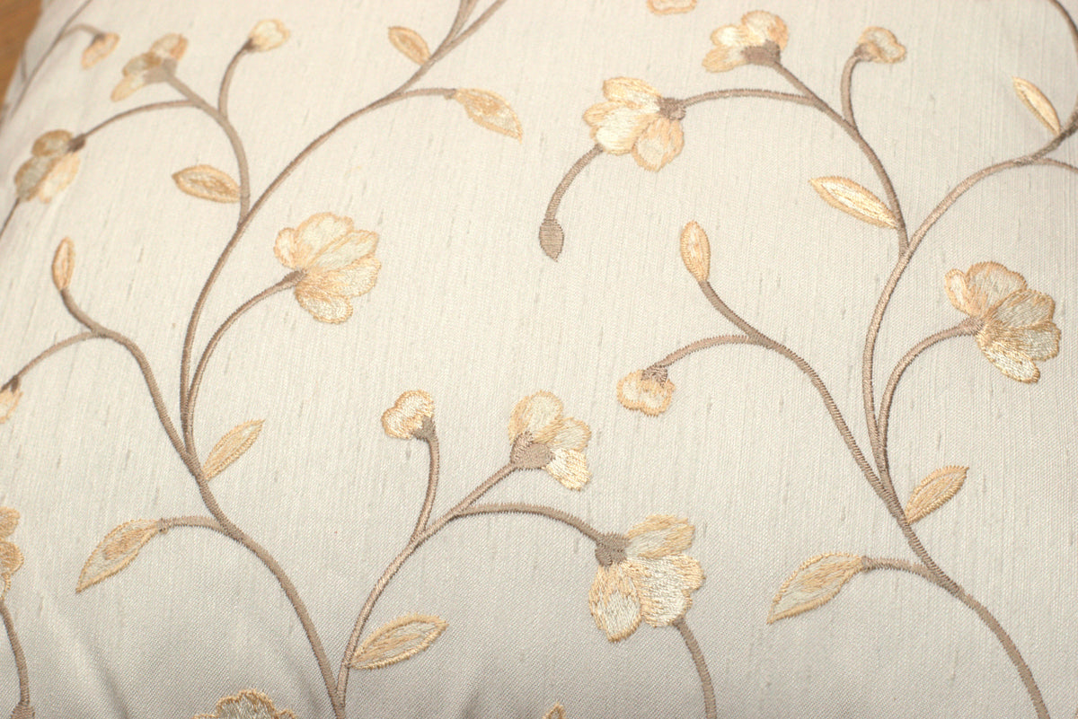 Elegant Cream Floral Embroidered Cushion Covers – Set of 5