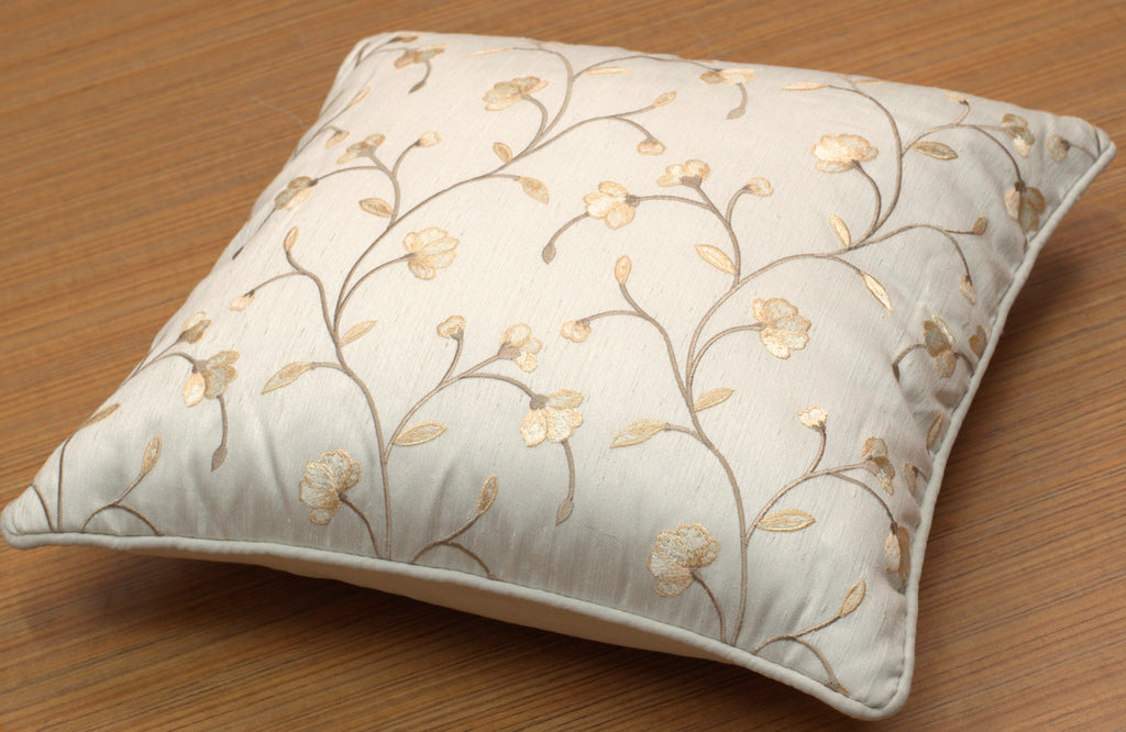 Elegant Cream Floral Embroidered Cushion Covers – Set of 5