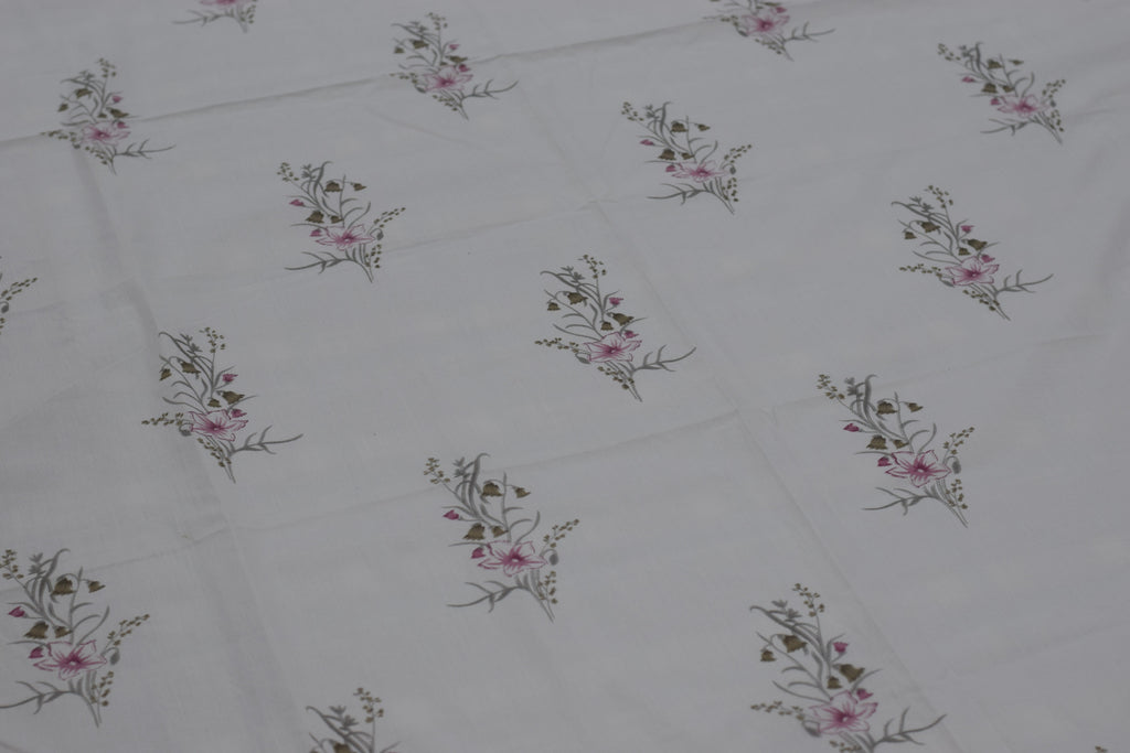 King Size Floral Cotton Bedspread Set with 2 Pillow Covers – White & Blush Pink | 98" x 106"
