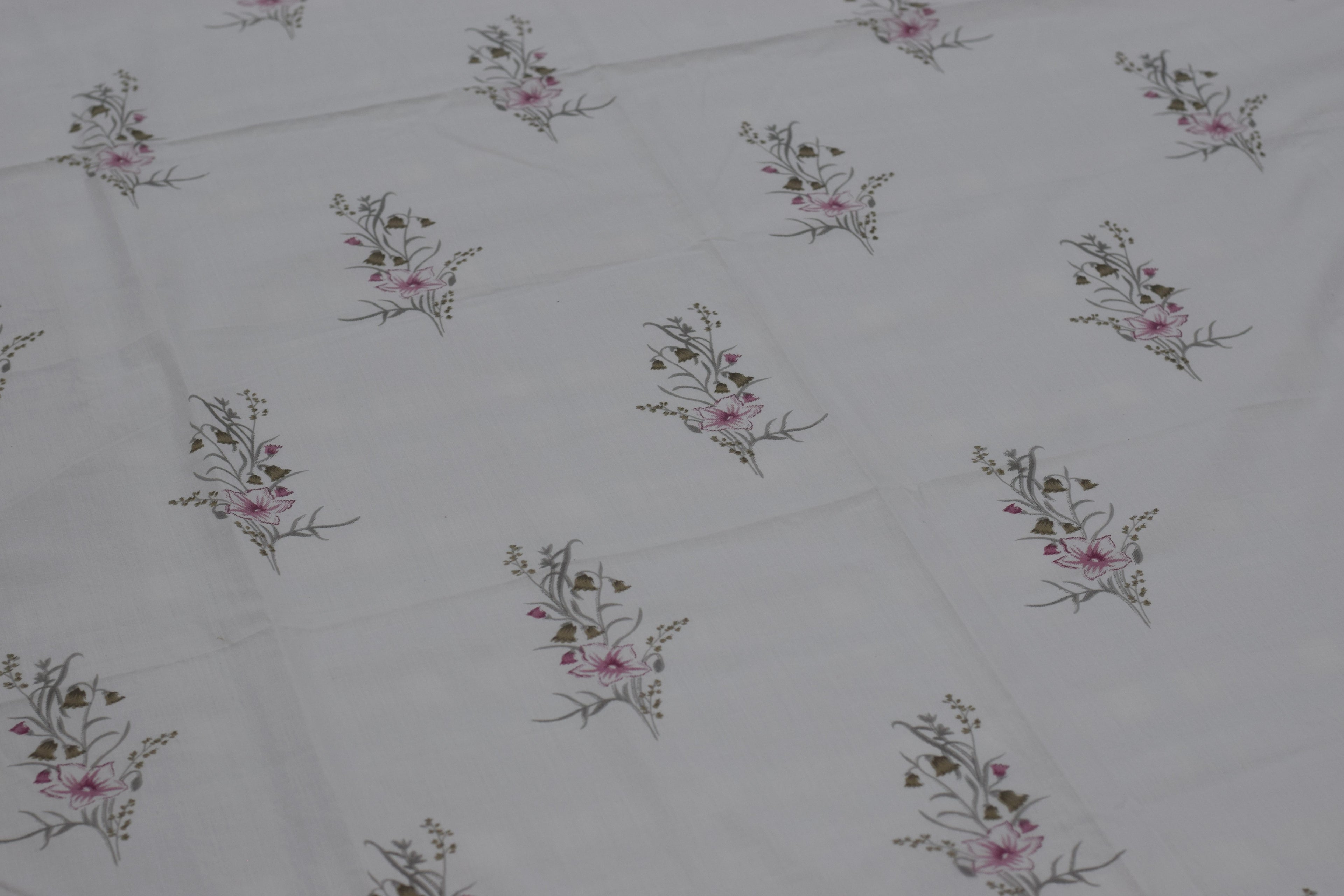 King Size Floral Cotton Bedspread Set with 2 Pillow Covers – White & Blush Pink | 98" x 106"