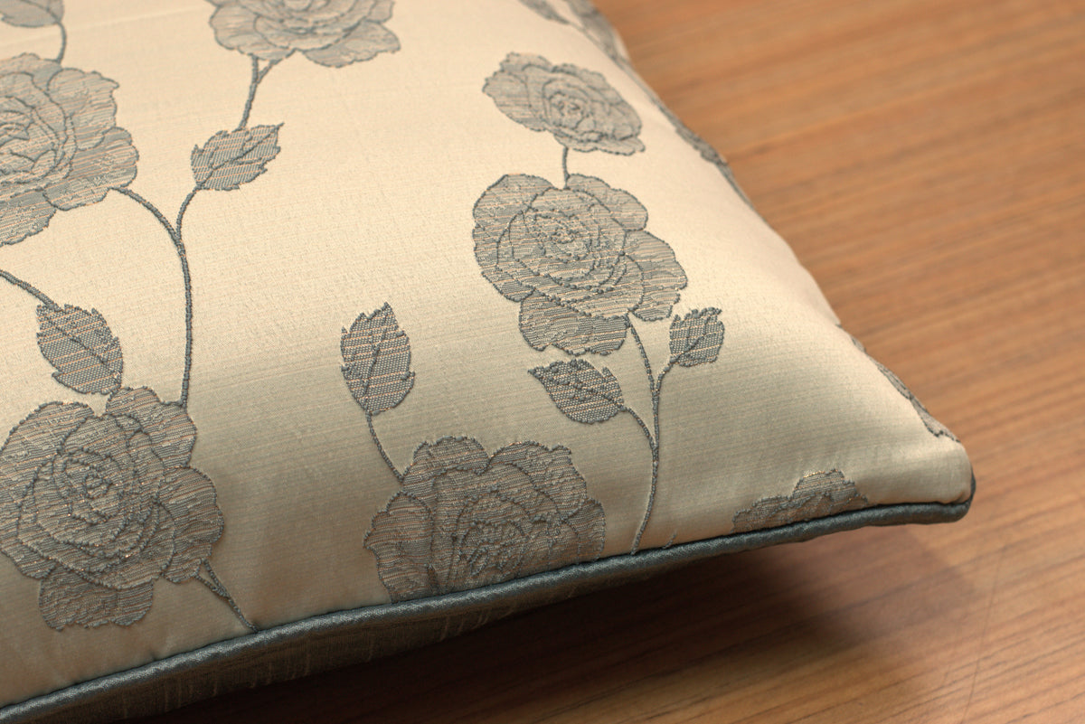 Elegant Grey Floral Rose Print Cushion Covers – Set of 5