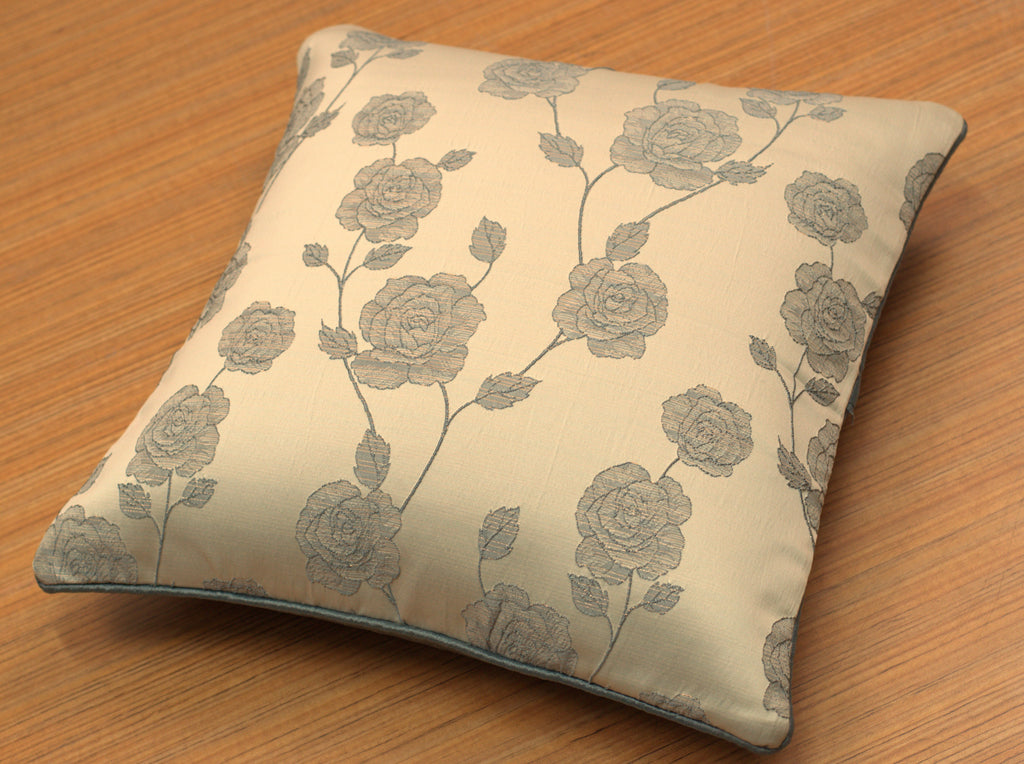 Elegant Grey Floral Rose Print Cushion Covers – Set of 5